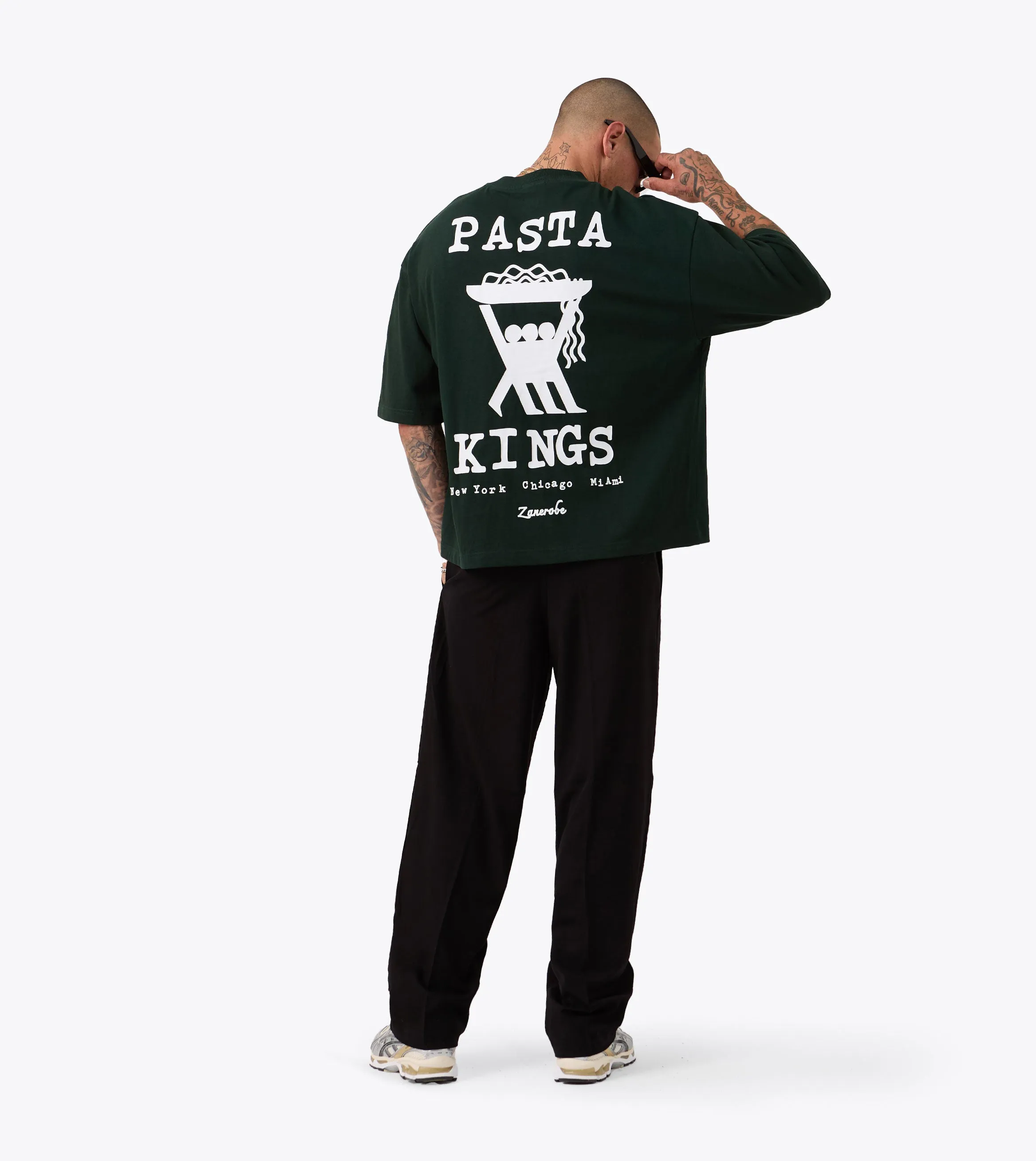 Pasta Kings Flow Crop Tee Forest Water Based Ink Print Non Irritating Collar