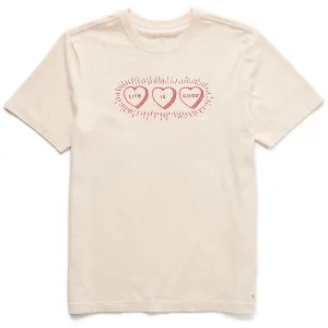 Soft Brushed Finish MinimalistStitching Men's Three LIG Hearts Short Sleeve Crusher Tee