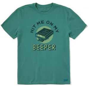 Men's Hit Me on My Beeper Short Sleeve Crusher Tee Stylish piece Slim Fit Comfort