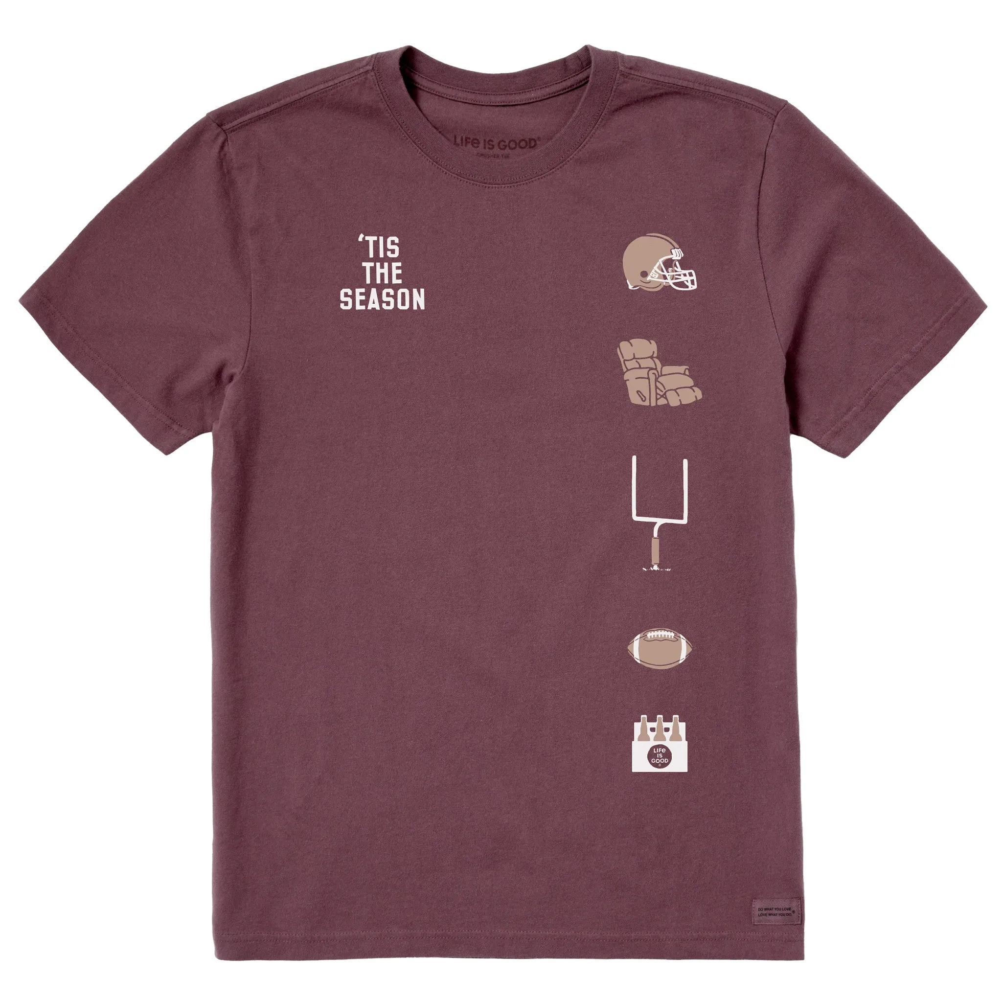 Men's Tis the Season Football Medley Short Sleeve Crusher Tee Bright and Bold