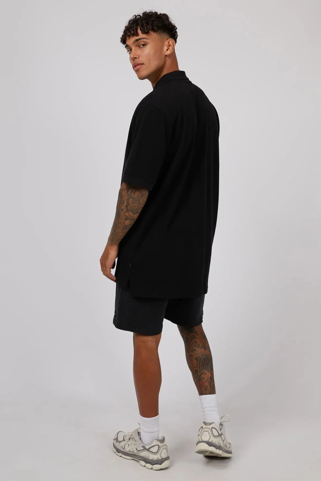 Soft Finish Heavyweight Weave Essential Polo Black