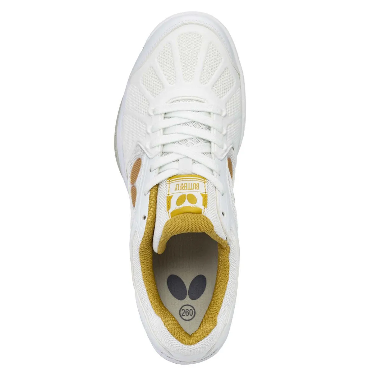 Butterfly Lezoline Rifones Table Tennis Shoes [White/Gold] Anti microbial Cool Interior