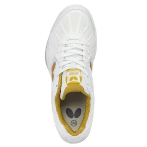 Butterfly Lezoline Rifones Table Tennis Shoes [White/Gold] Anti microbial Cool Interior
