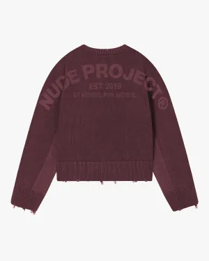 Perfect Cropped Knit Sweater Burgundy Layered Look