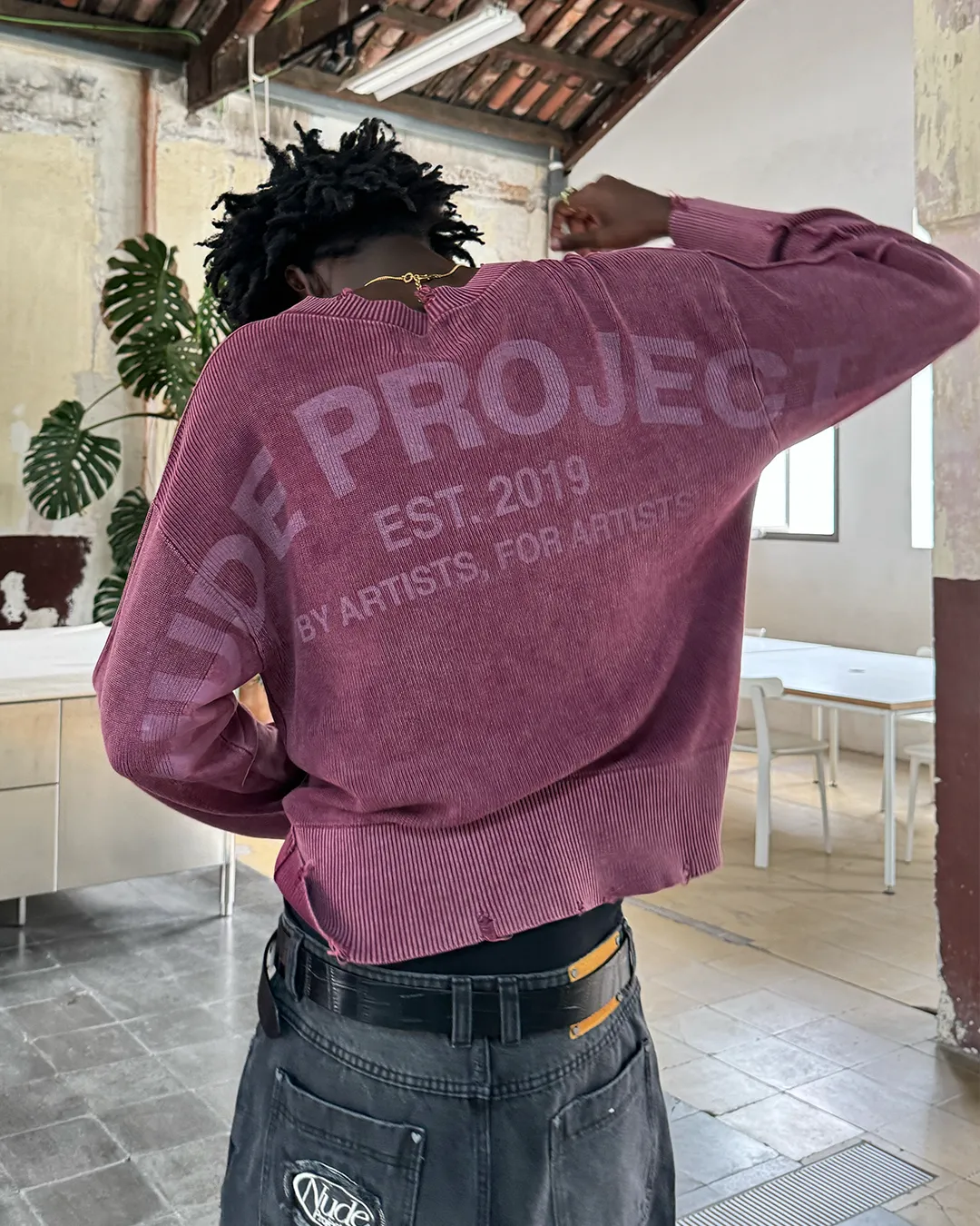 Versatile Layer Elastic hemline Perfect Cropped Knit Sweater Burgundy