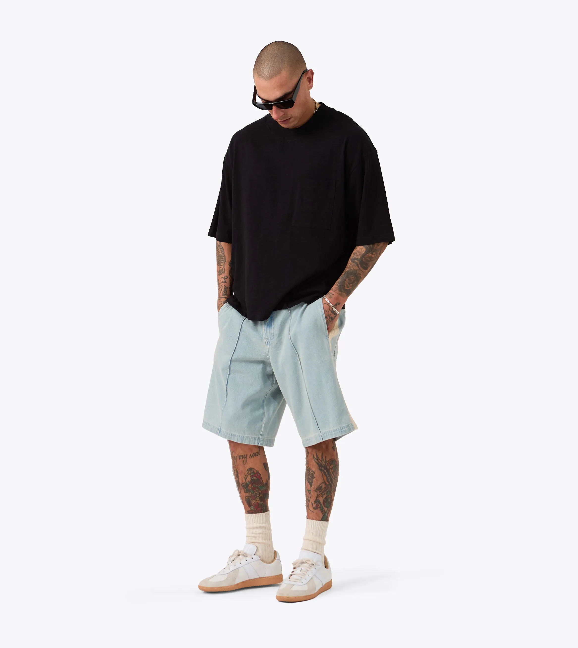 Flattering Cut Cropped Slub Flow Tee Black