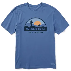 Stylish Casual Men's Wild & Free Dog Hike Short Sleeve Crusher Tee