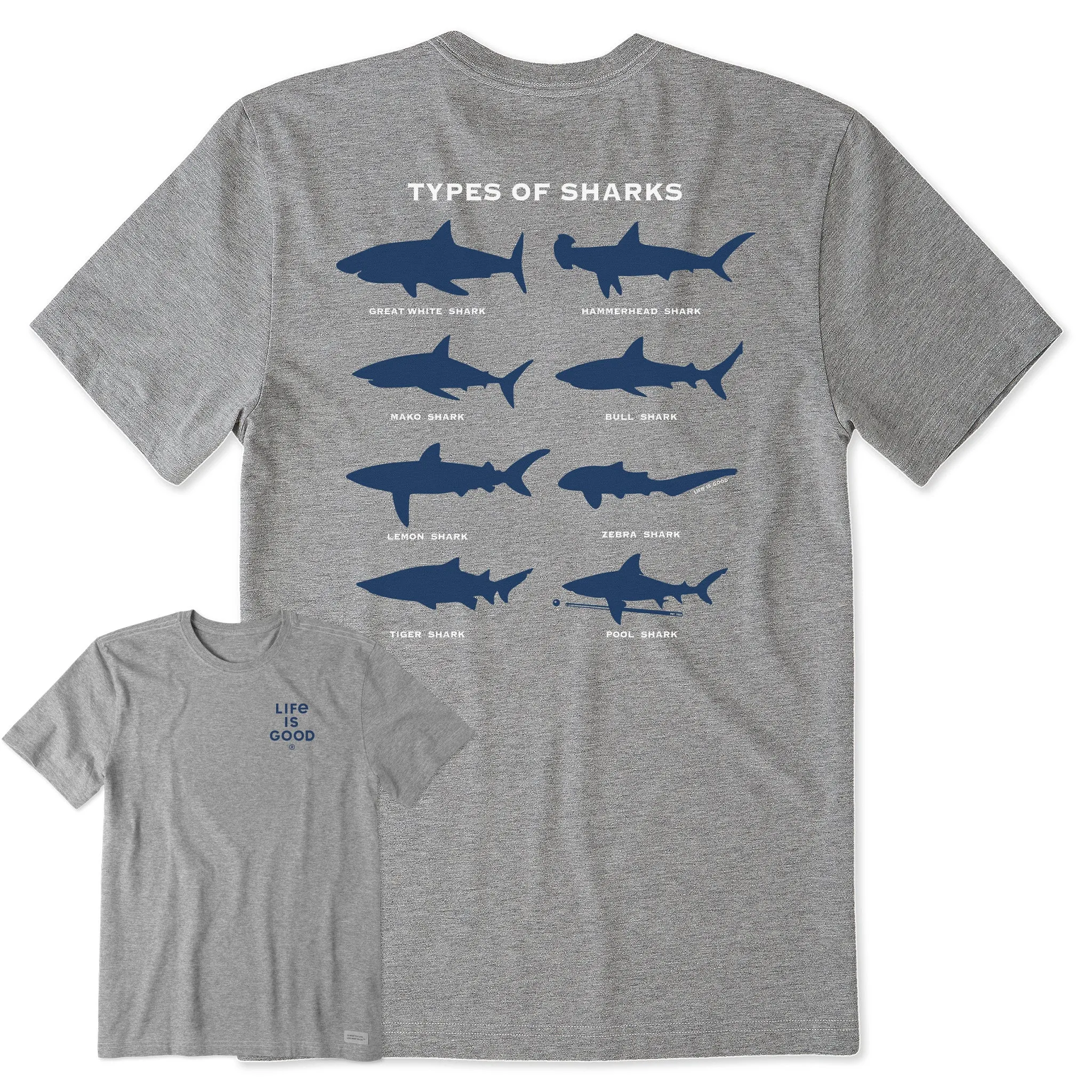 Men's Shark Diagram Short Sleeve Tee Modern and Soft Casual Layering Wear