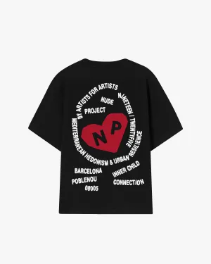 Kora Tee Black Subtle Logo Placement