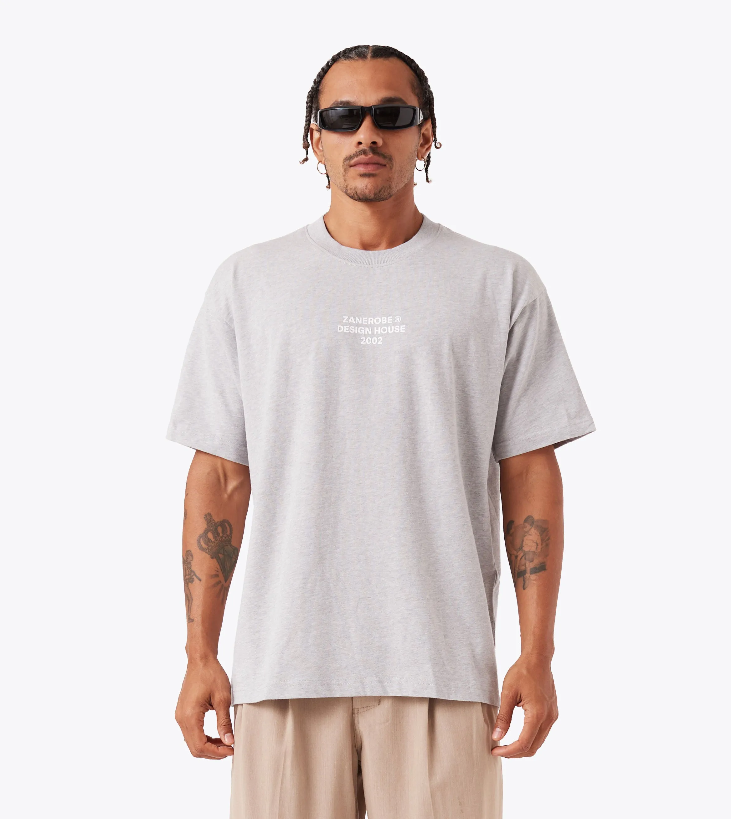 ZR Design House Box Tee Grey Marle Breezy Comfort Cool Comfort