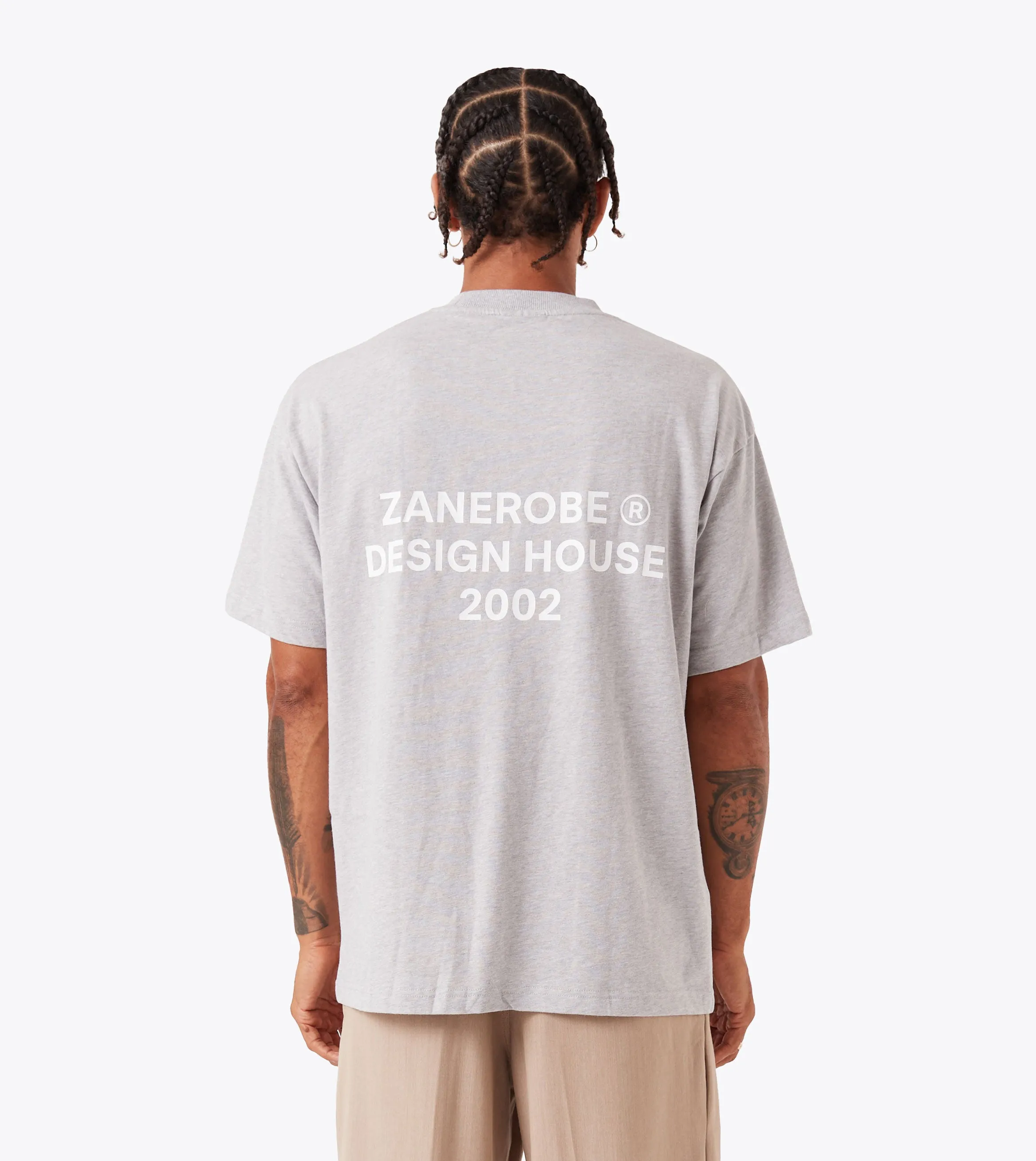 Stretch Knit Garment Dyed Technique ZR Design House Box Tee Grey Marle