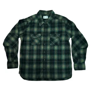 Green Shadow Plaid Japanese  Cotton Flannel Dustbowl Work shirt spring fashion Anti Odor Technology