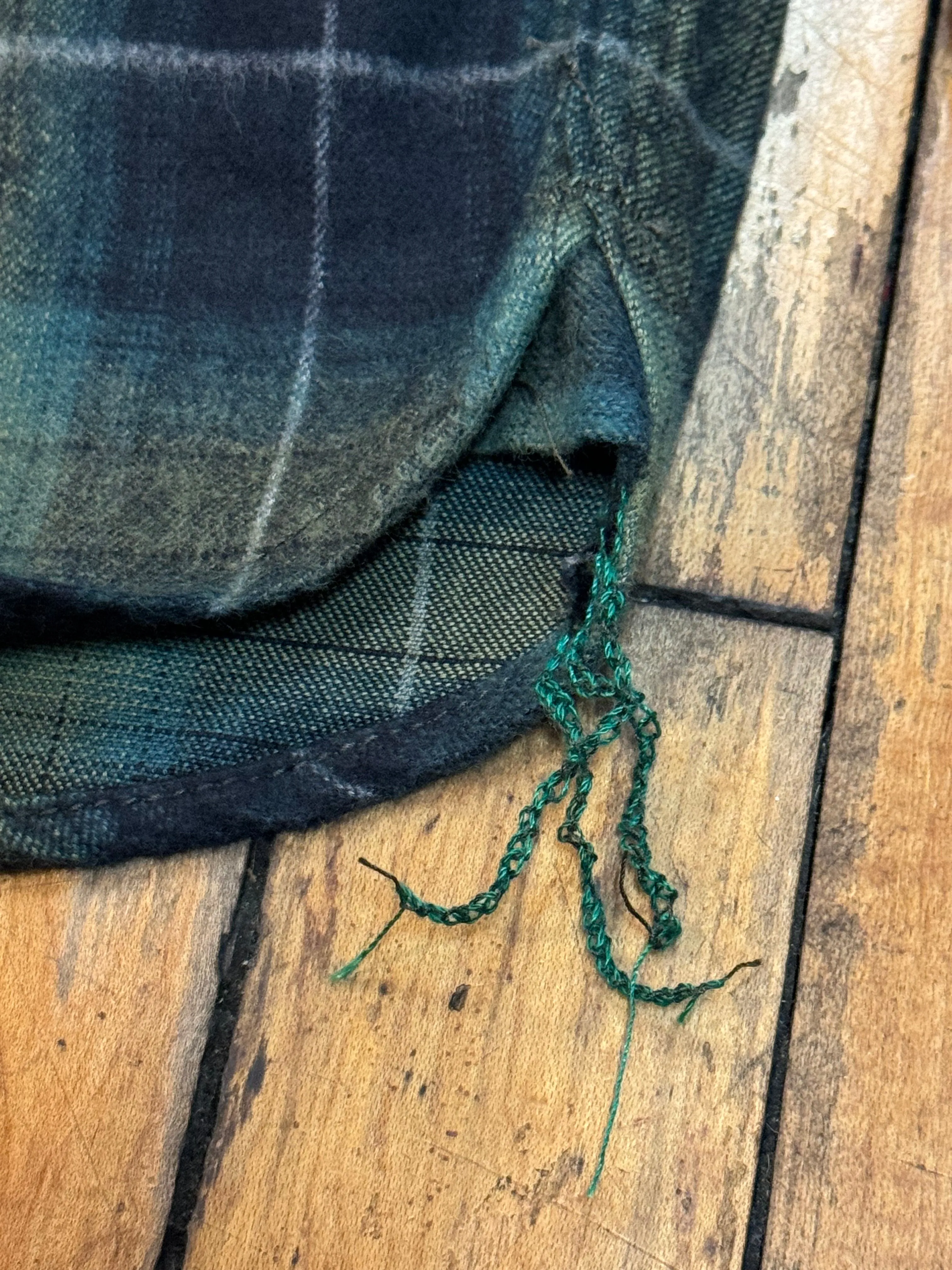 Green Shadow Plaid Japanese  Cotton Flannel Dustbowl Work shirt Light and Comfortable