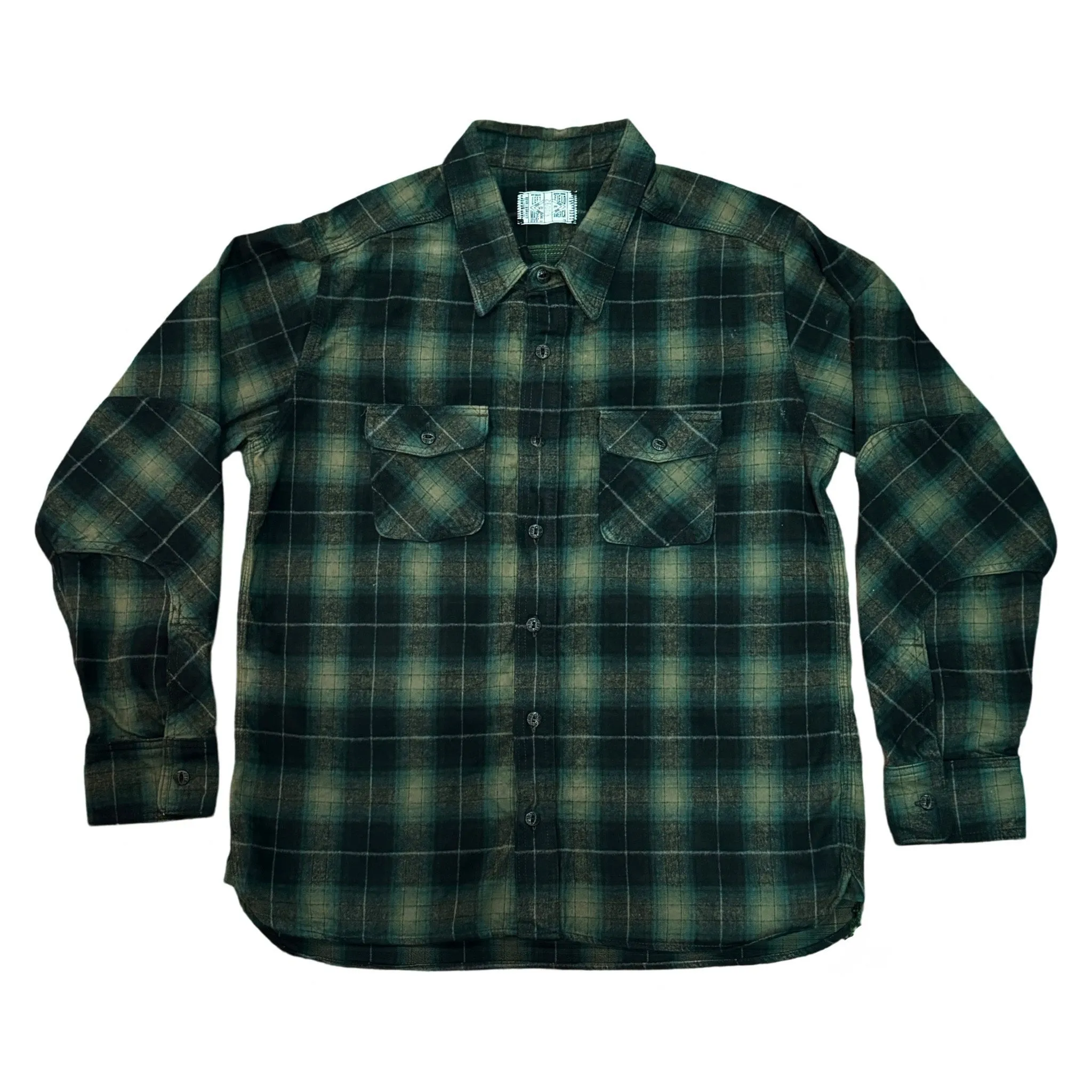 Green Shadow Plaid Japanese  Cotton Flannel Dustbowl Work shirt Active Fashion EcoFriendlyDyes