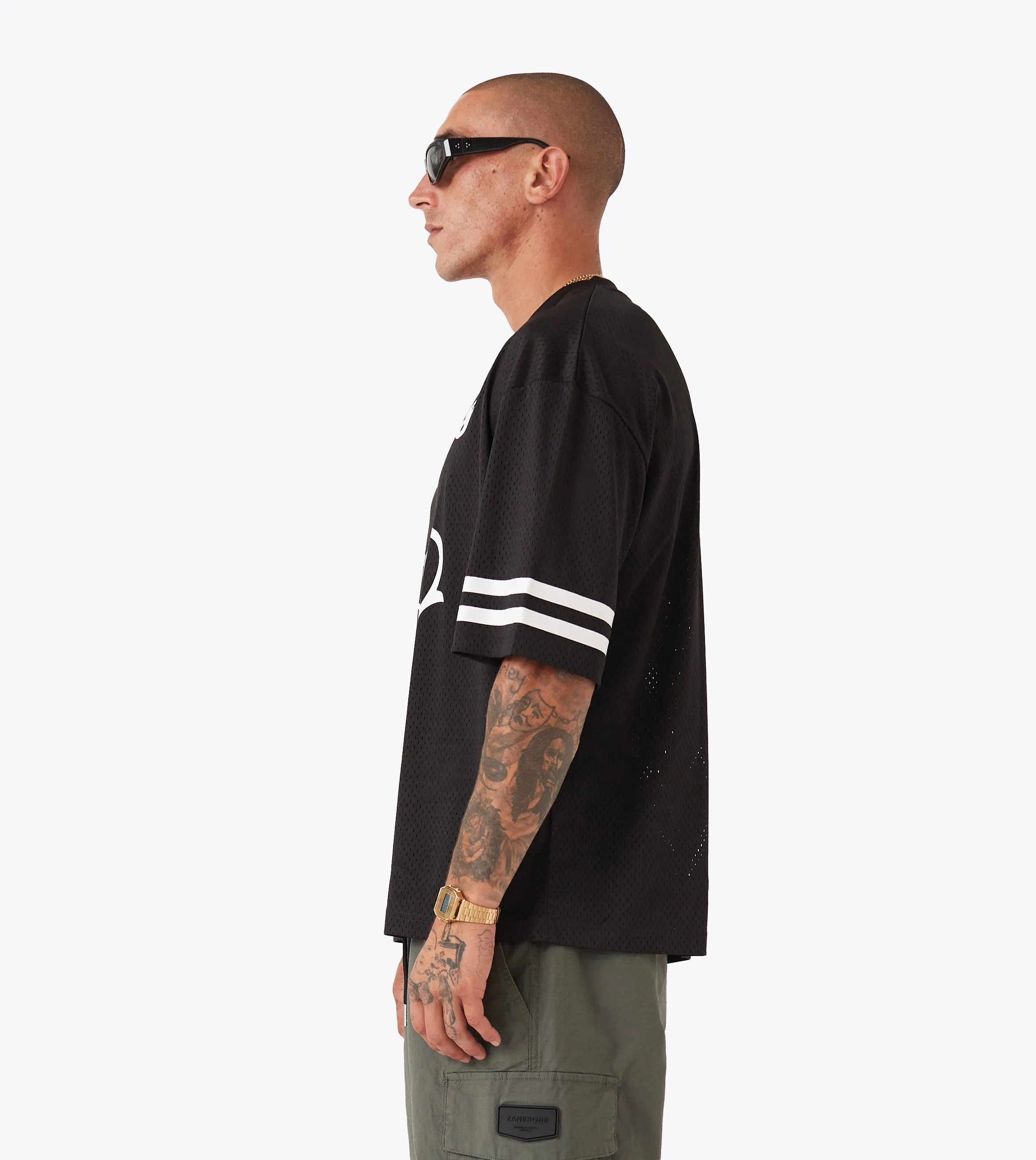 Casual Active Wear Yoga class Mesh Baseball Tee Black