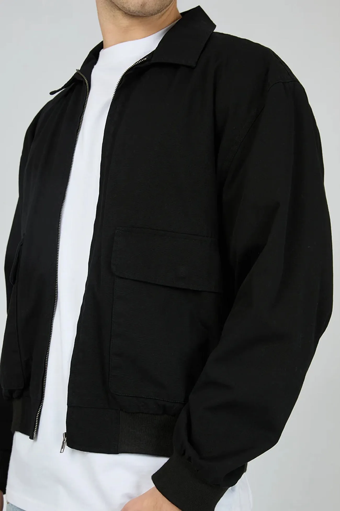 Ranger Jacket Washed Black Cozy Hood Detail Foldable Collar