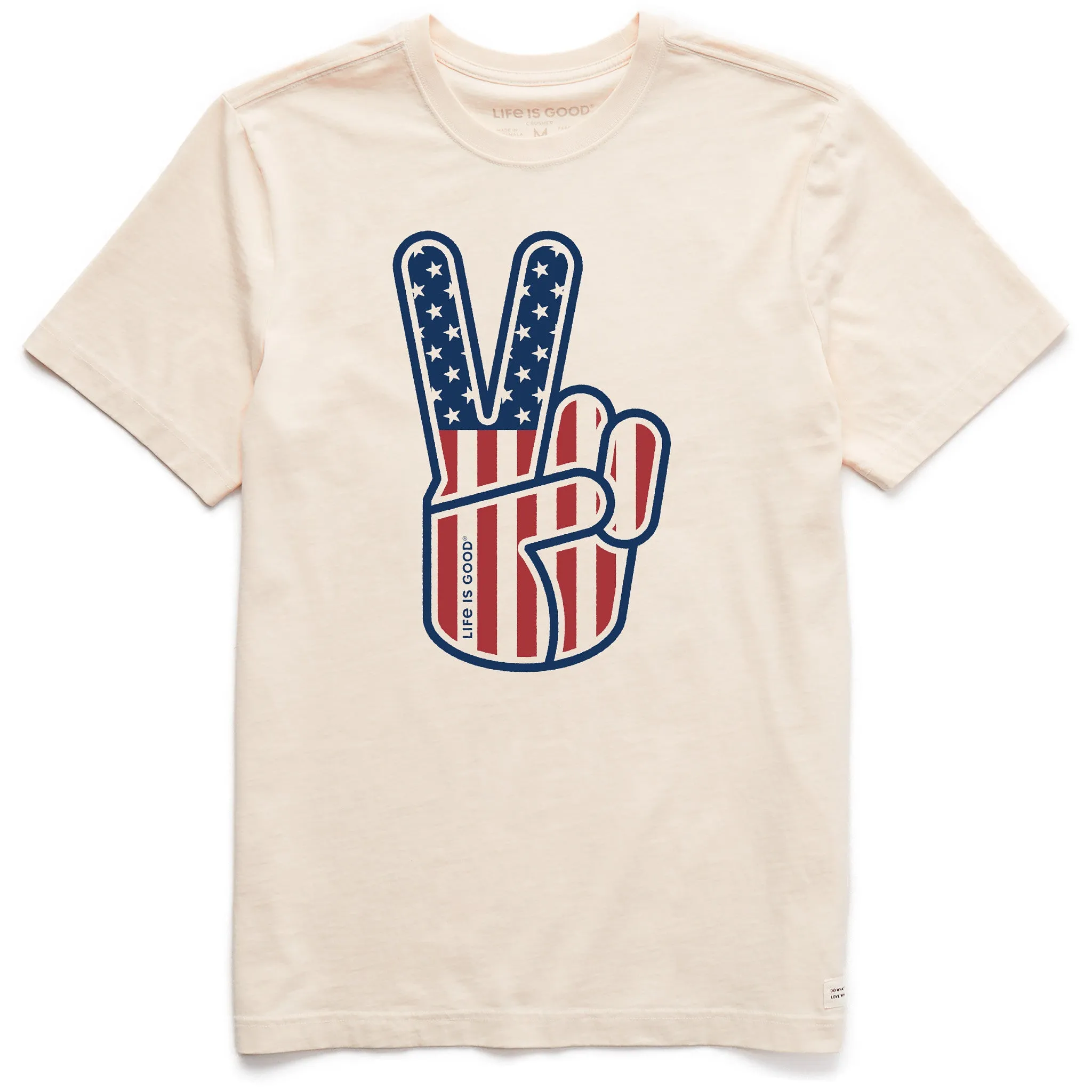 Men's USA Peace Sign Short Sleeve Crusher Tee Active Comfort Style FlexibleCollarOptions