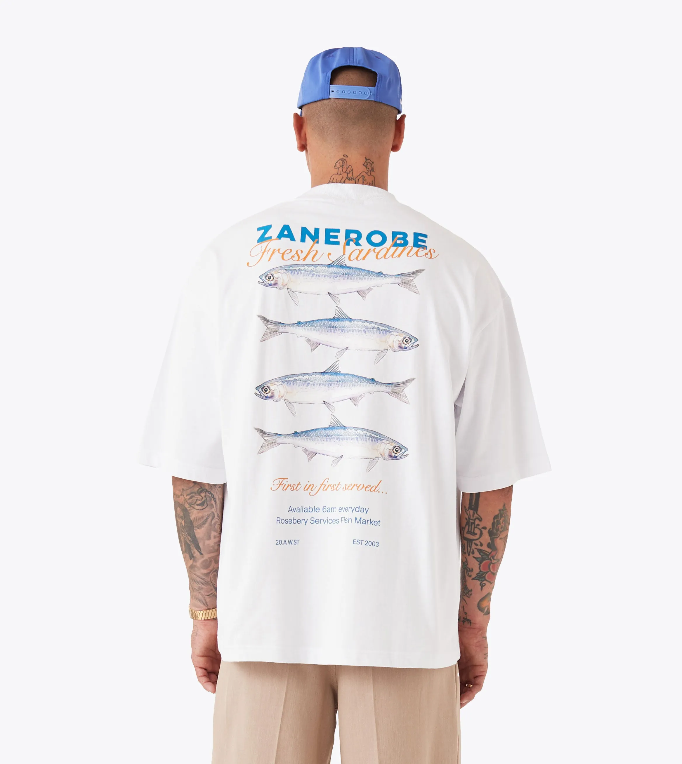 Durable Color Retention Simple and Comfortable Fresh Sardines Flow Tee White