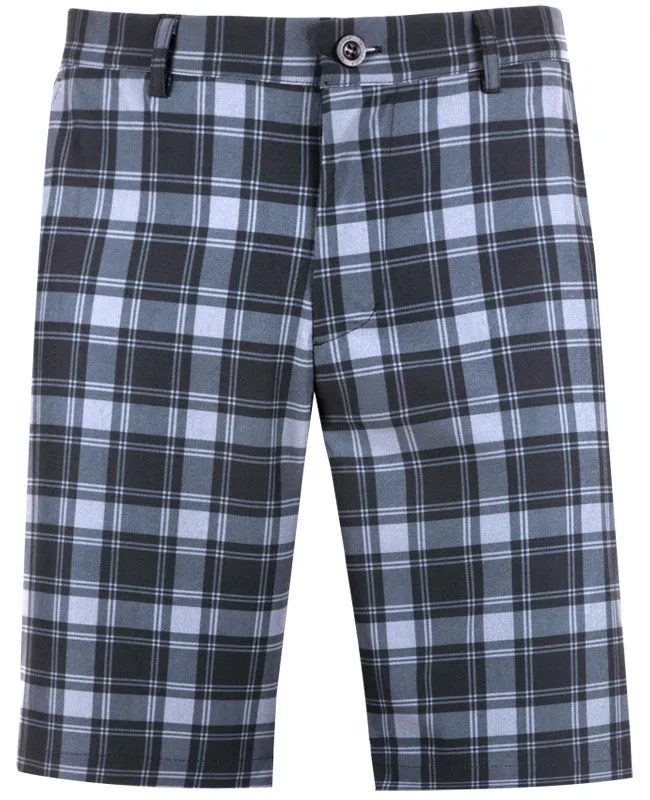 Tattoo Golf: Men's Plaid Cool-Stretch Golf Shorts - Black hang dry