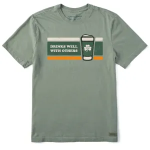 Men's Stripe Drinks Well with Others Short Sleeve Tee Subtle Logo Placement NonIronTechnology