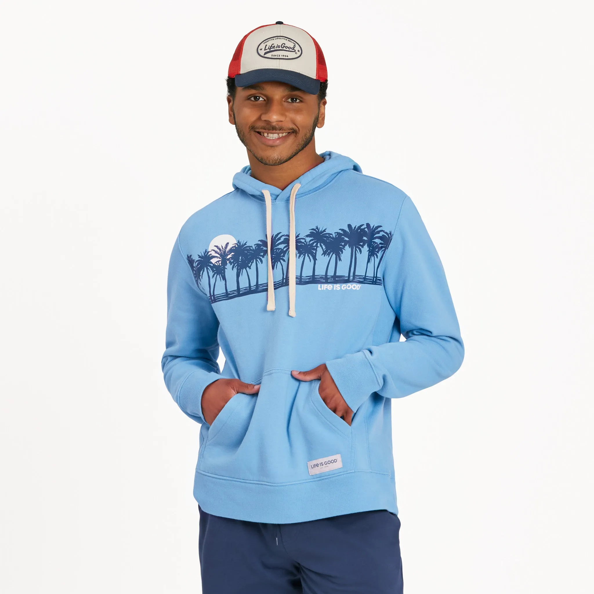 Weekend Active Men's Palm Sea Stripe Simply True Fleece Hoodie