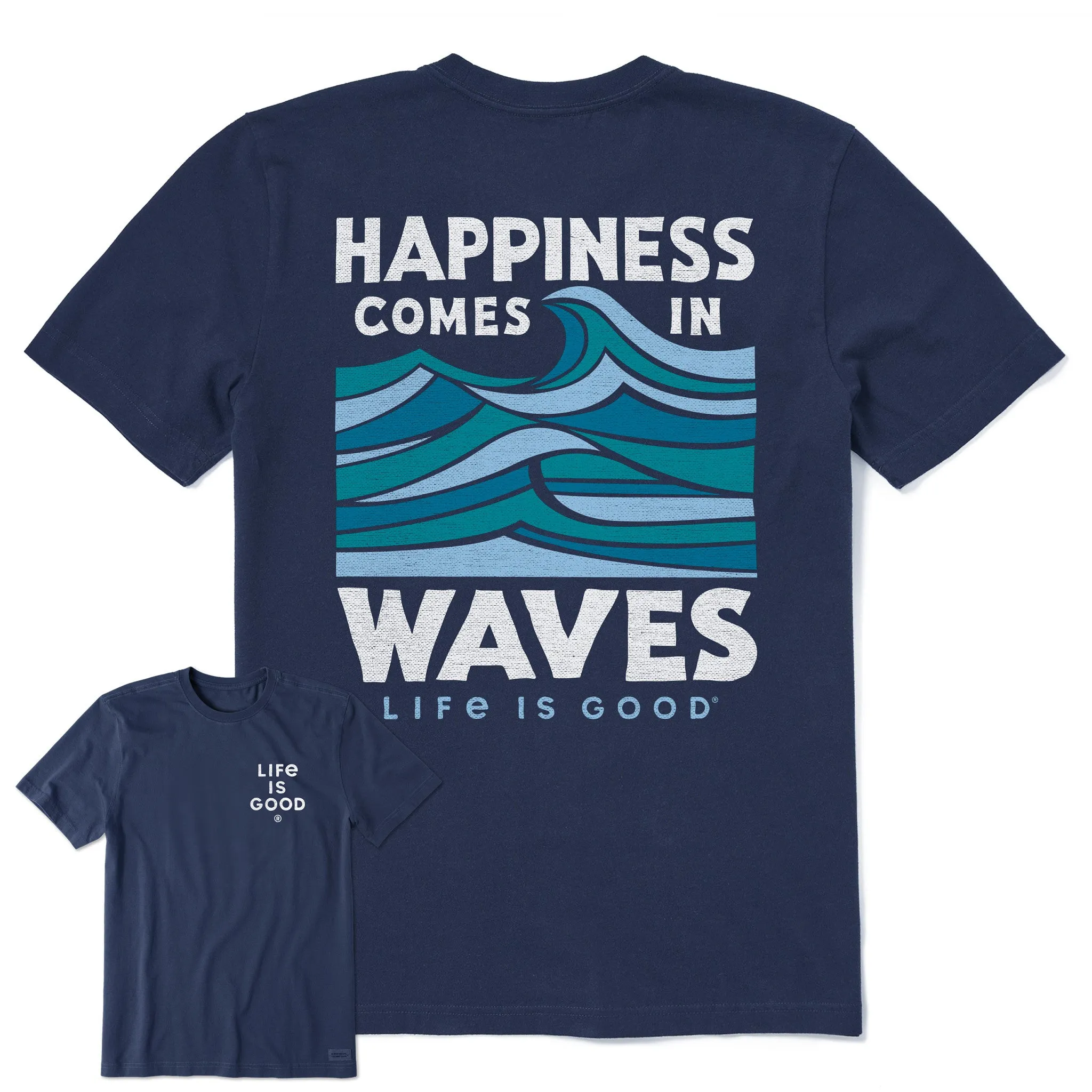 Basic Layering Men's Happy Waves Blockprint Short Sleeve Tee