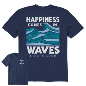 QuickDry Eco Friendly Dyes Men's Happy Waves Blockprint Short Sleeve Tee