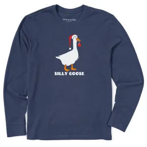 Organic Cotton Blend Men's Silly Xmas Goose Long Sleeve Crusher Tee