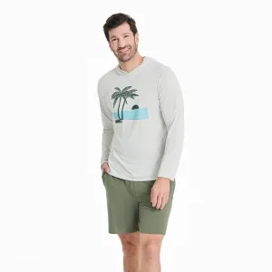 BreathableMaterial Vintage Look Men's Sunset Two Palms Long Sleeve Sun Crusher Hoodie