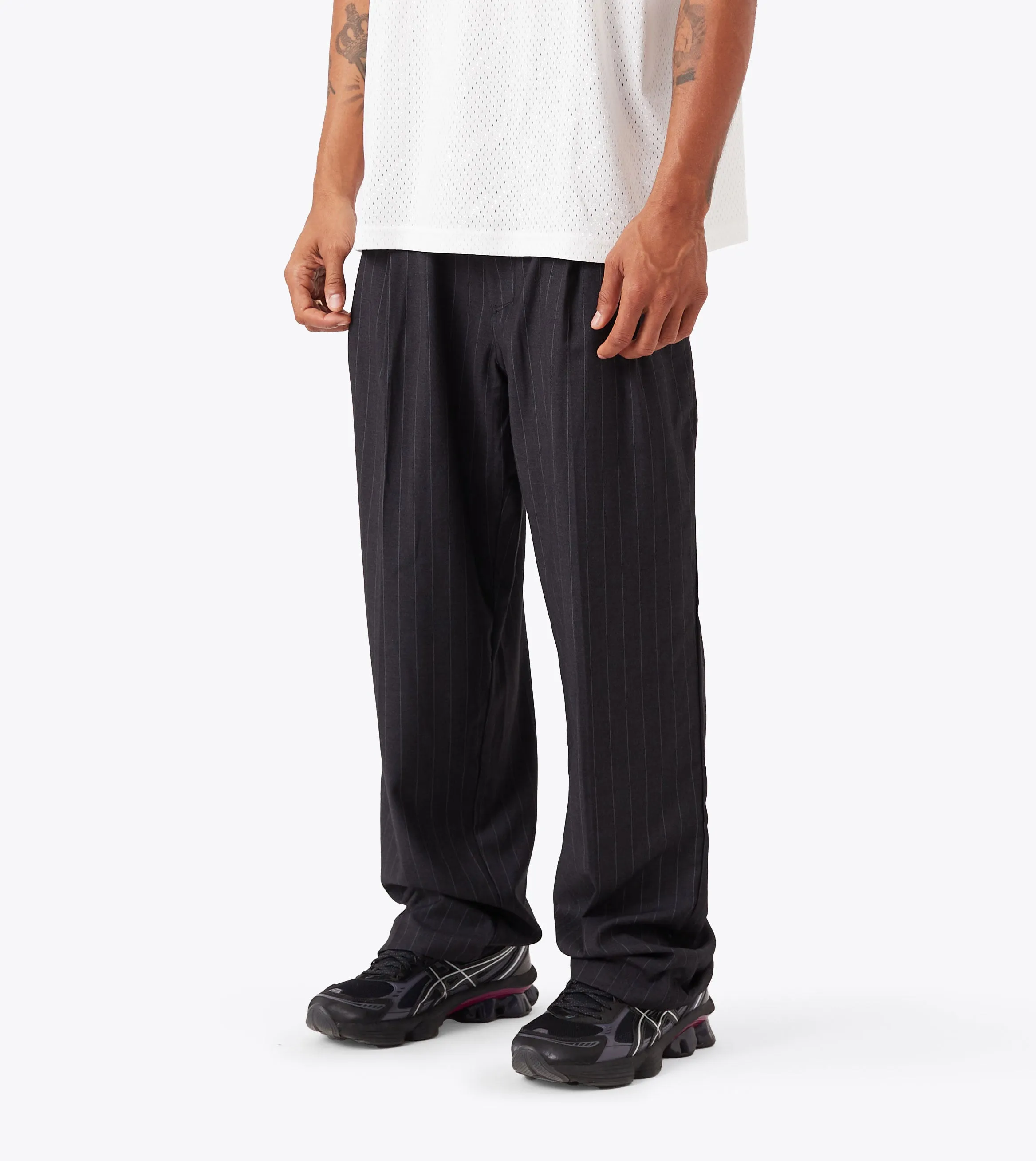 Smooth Fit Lining Pinstripe Flow Pant Black