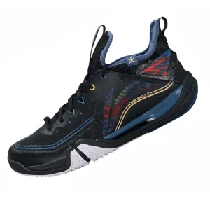Non Irritating Seams Li Ning Saga II Pro Badminton Shoe Unisex [Black/China Blue] AYAT003-4