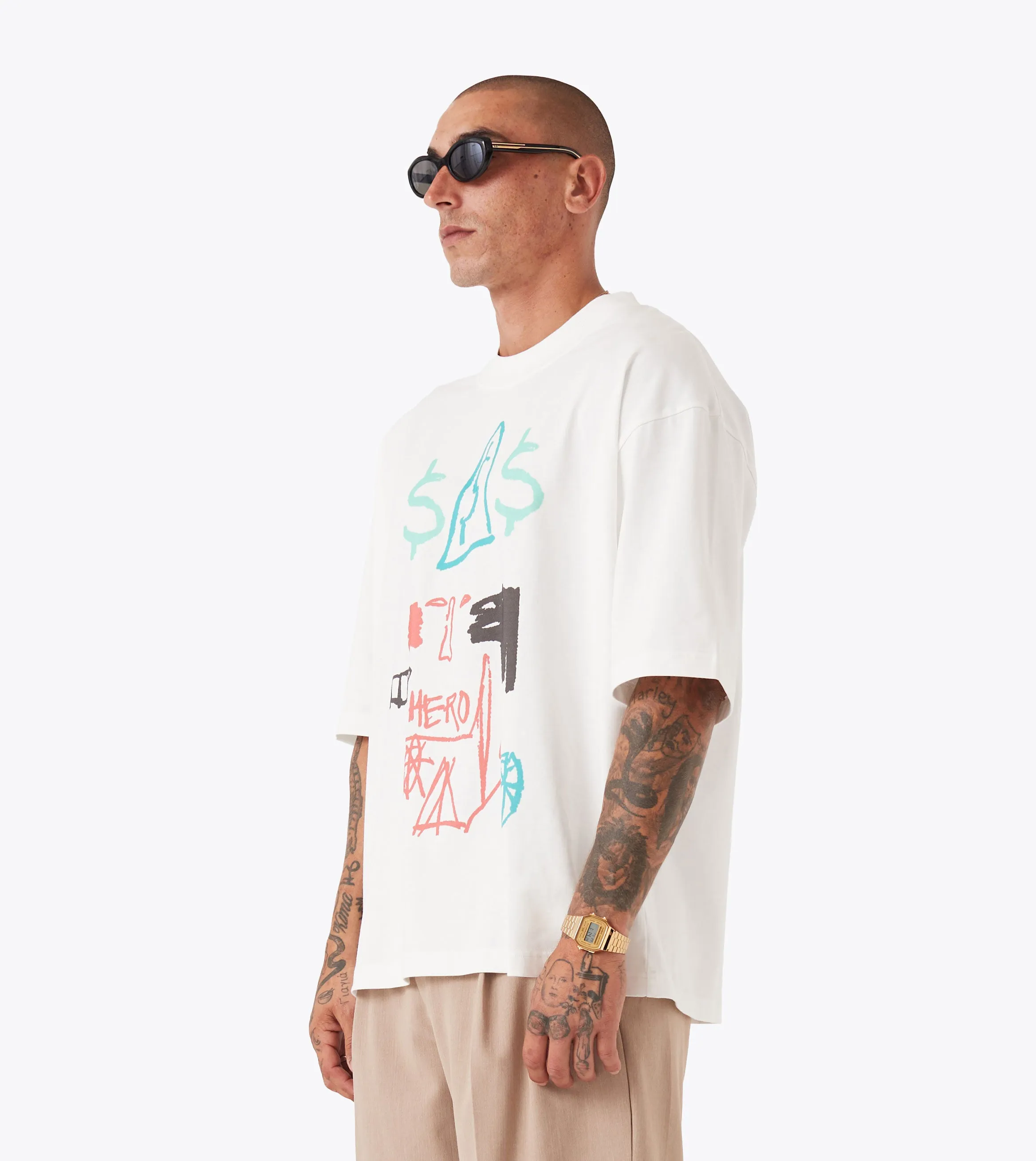 Flattering Design Easy Care Material Musonga Flow Tee Vintage White