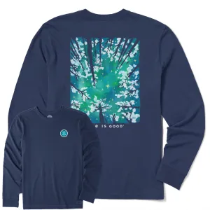Chill Style Smooth Neckline Men's Snowy Trees From Below Long Sleeve Crusher Tee