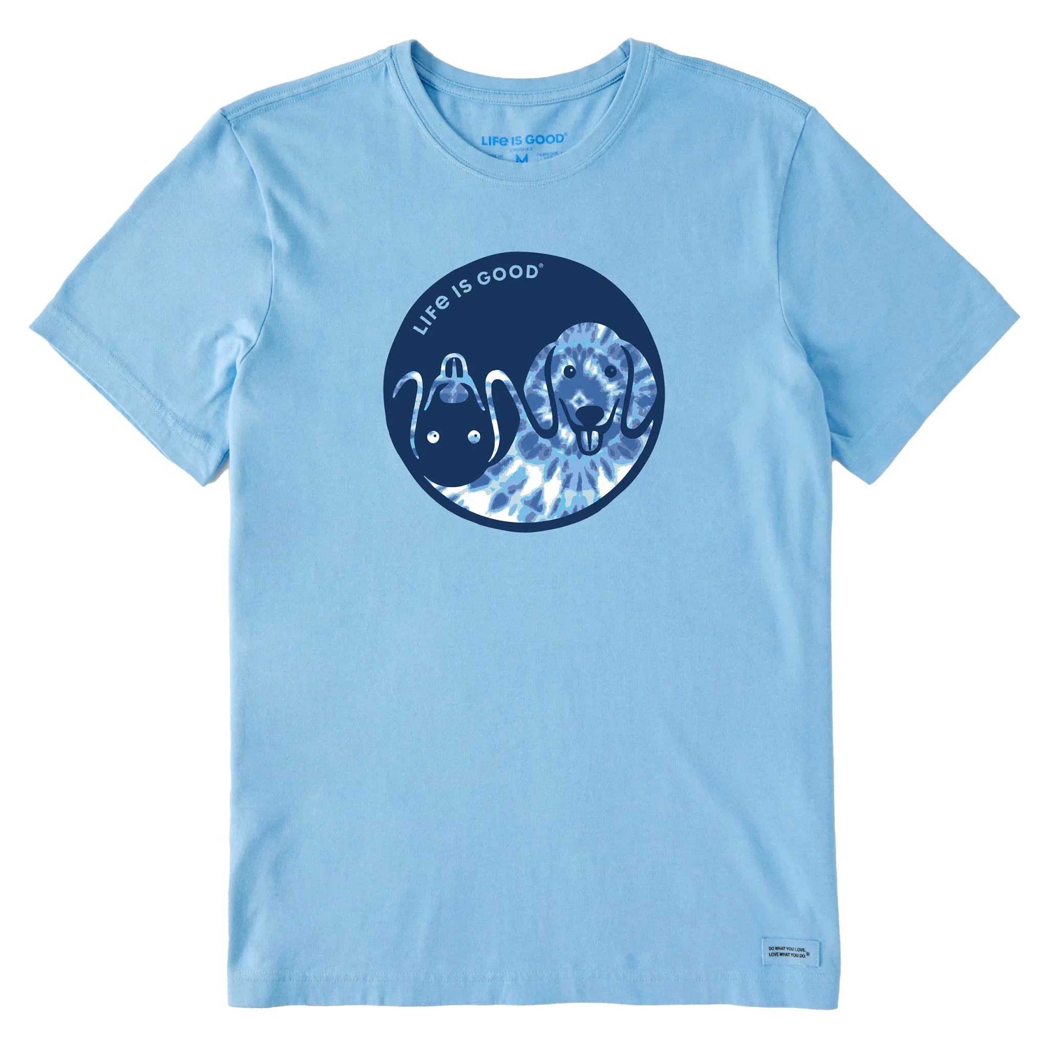 MinimalistStitching NonRestrictiveCut Men's Tie Dye Yin Yang Pup Short Sleeve Crusher Tee