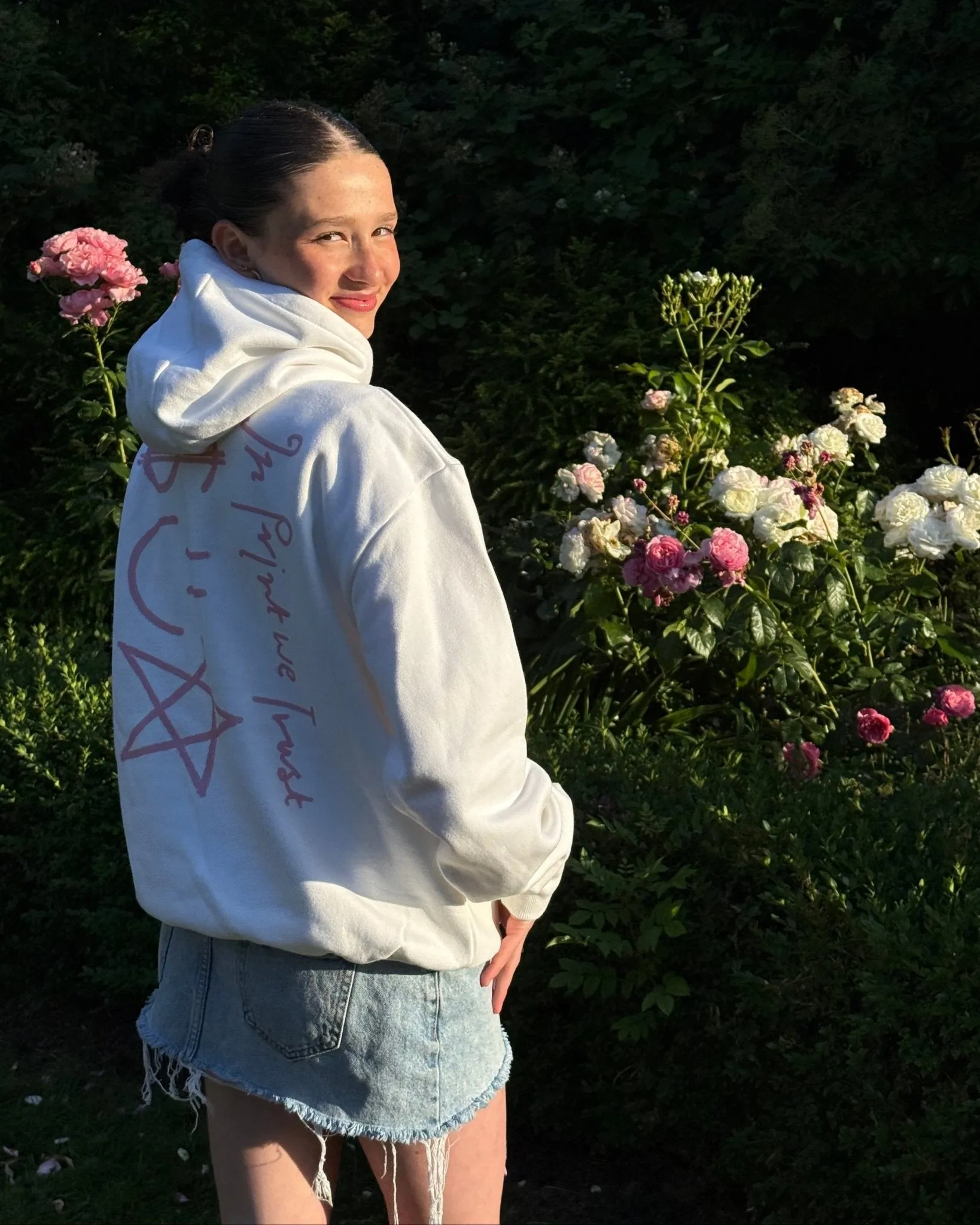 happy white hoodie Corduroy Cozy All Season