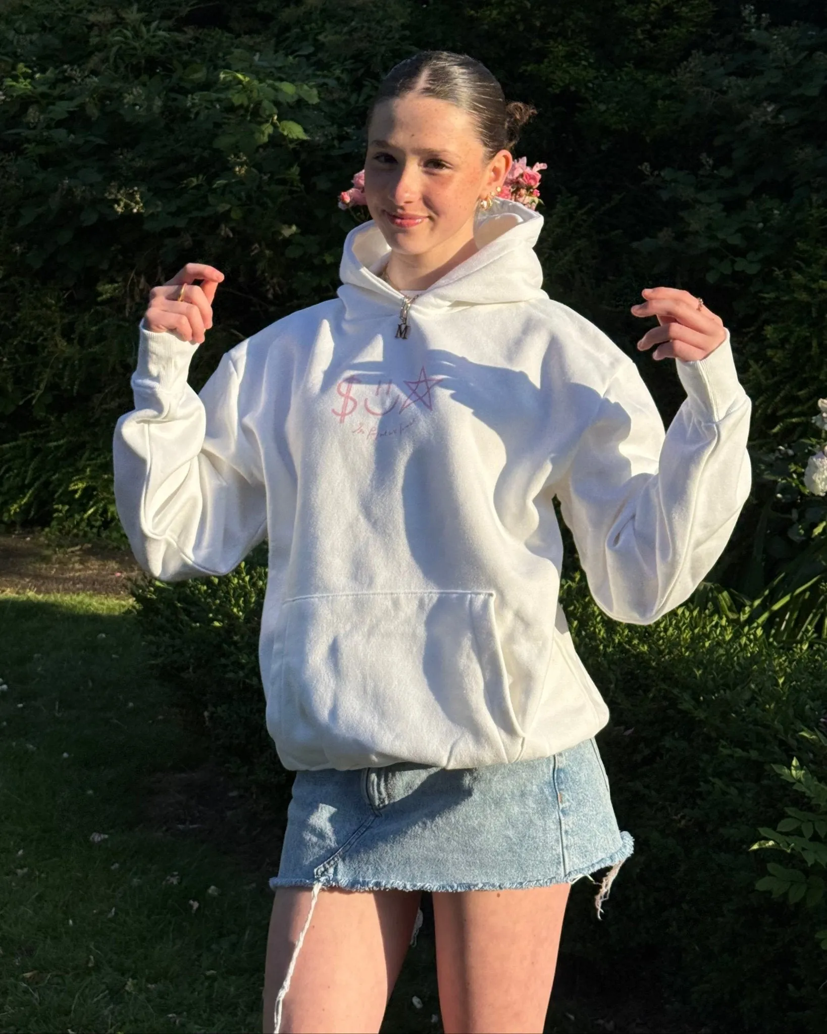 City Cool Night Out happy white hoodie