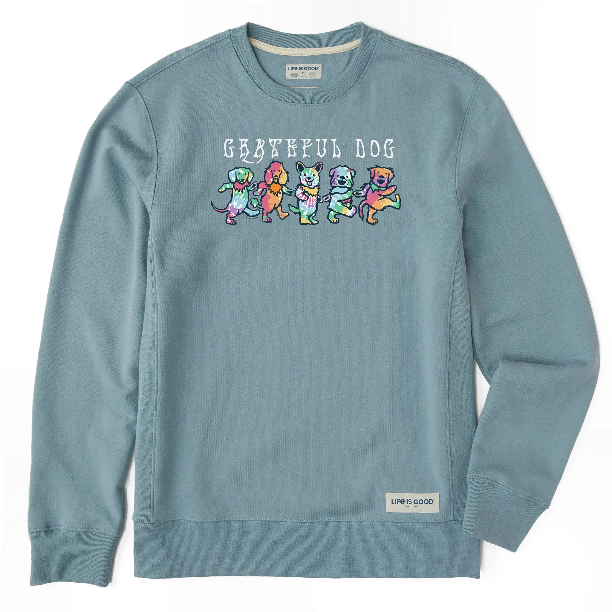 Men's Tie Dye Grateful Dog Simply True Fleece Crew Street Staple Timeless Style