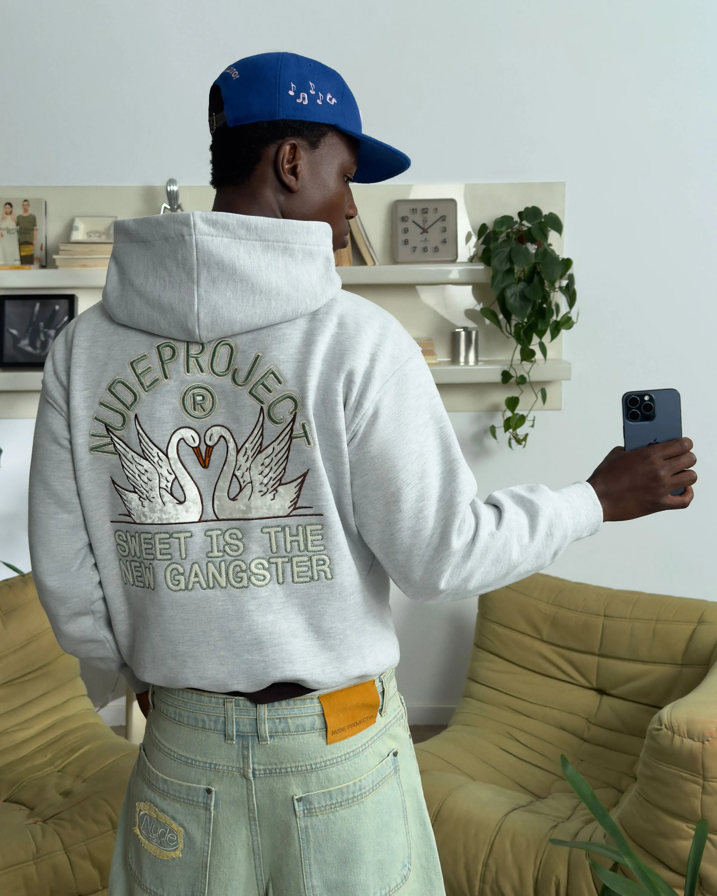 Daily Active Swans Hoodie Grey Melange