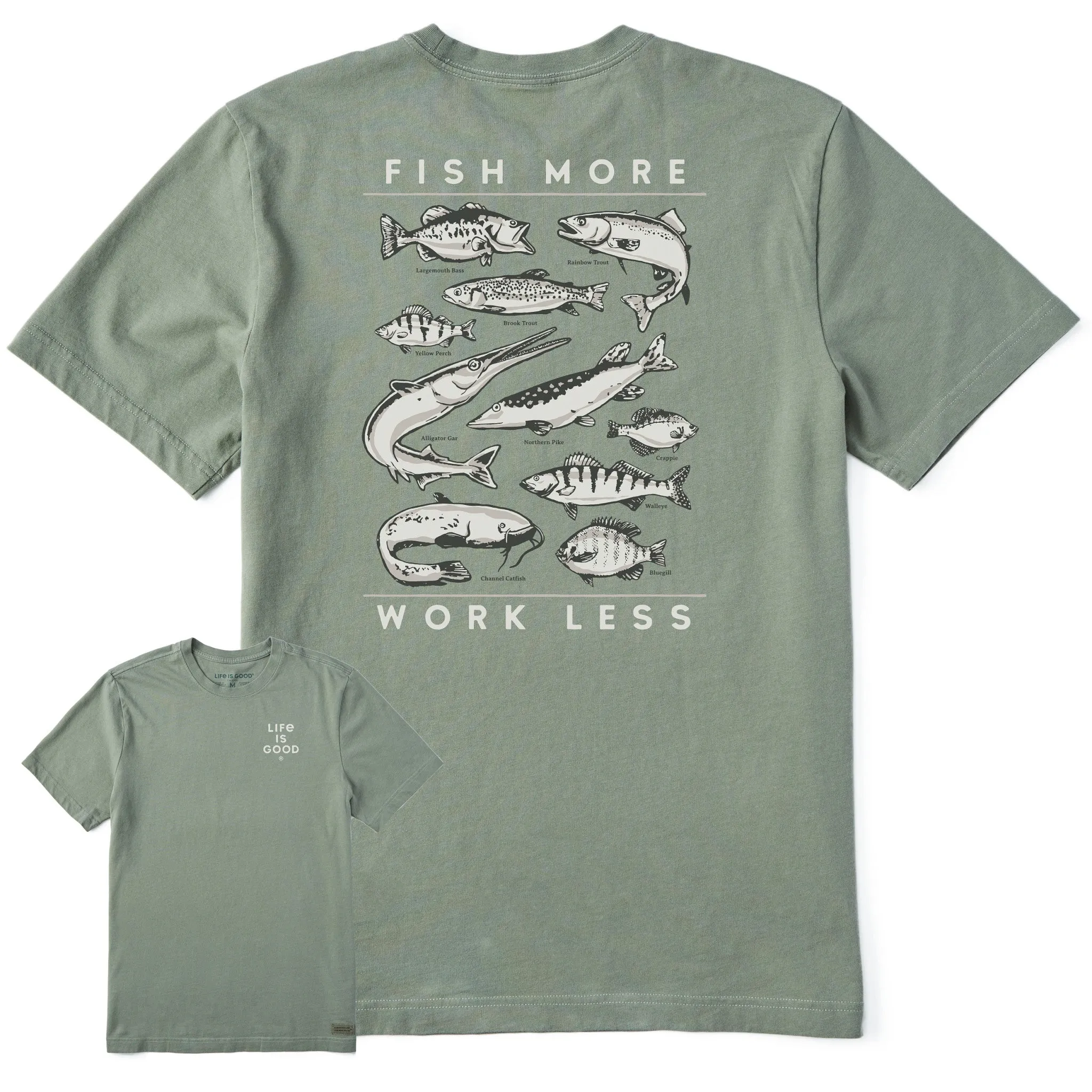 Weekend Wardrobe Chic And Comfortable Men's Freshwater Fish More Work Less Short Sleeve Tee
