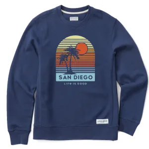 City Fit Mass produced Men's San Diego Arched Palm and Sun Simply True Fleece Crew
