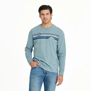 Light Comfort Style Weekend Style Trend Men's Stripe Mountains Long Long Sleeve Crusher Tee