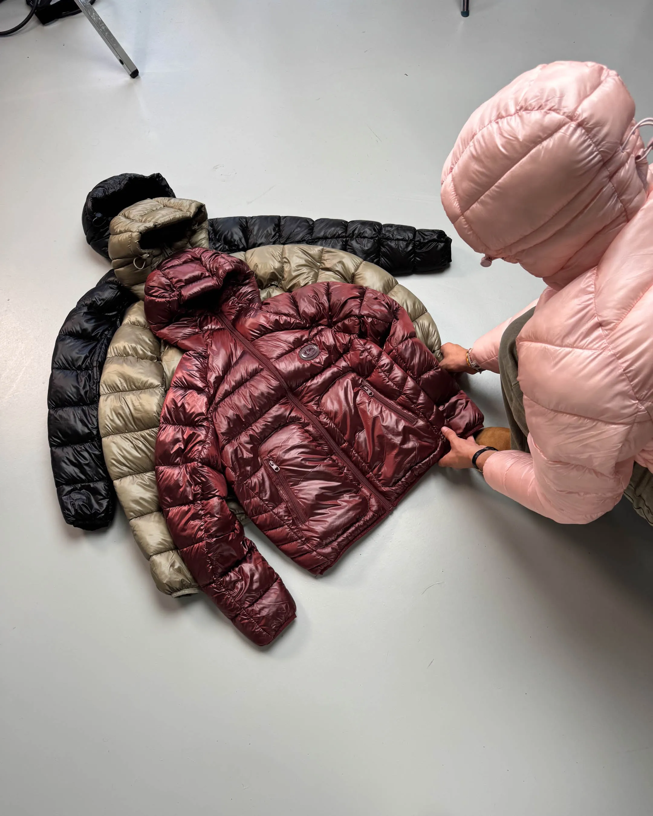 Iconic Puffer Jacket Burgundy Zippered Closures Reinforced Collar Structure