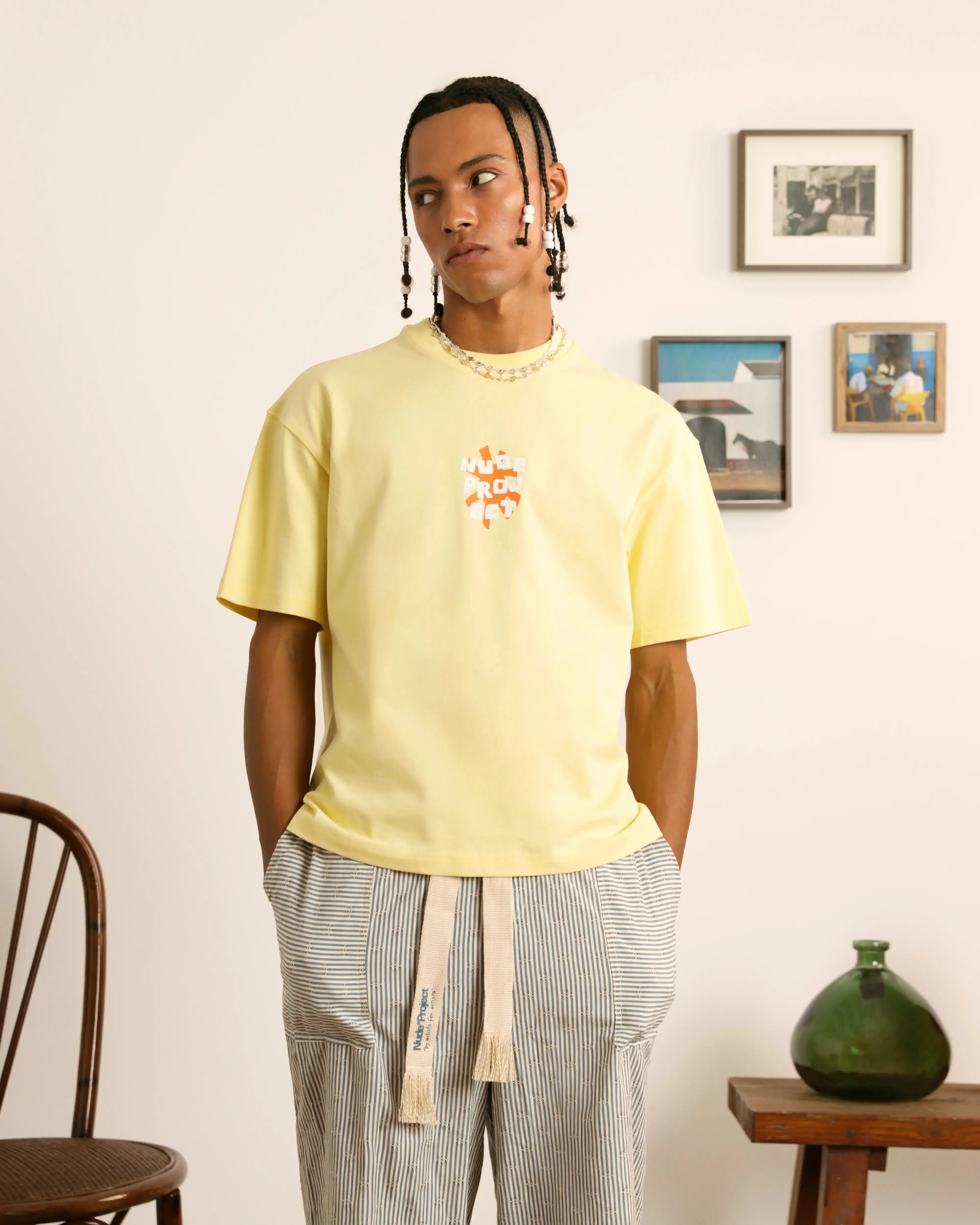 Set In Sleeve Stylish and Fun Astro Tee Pale Banana