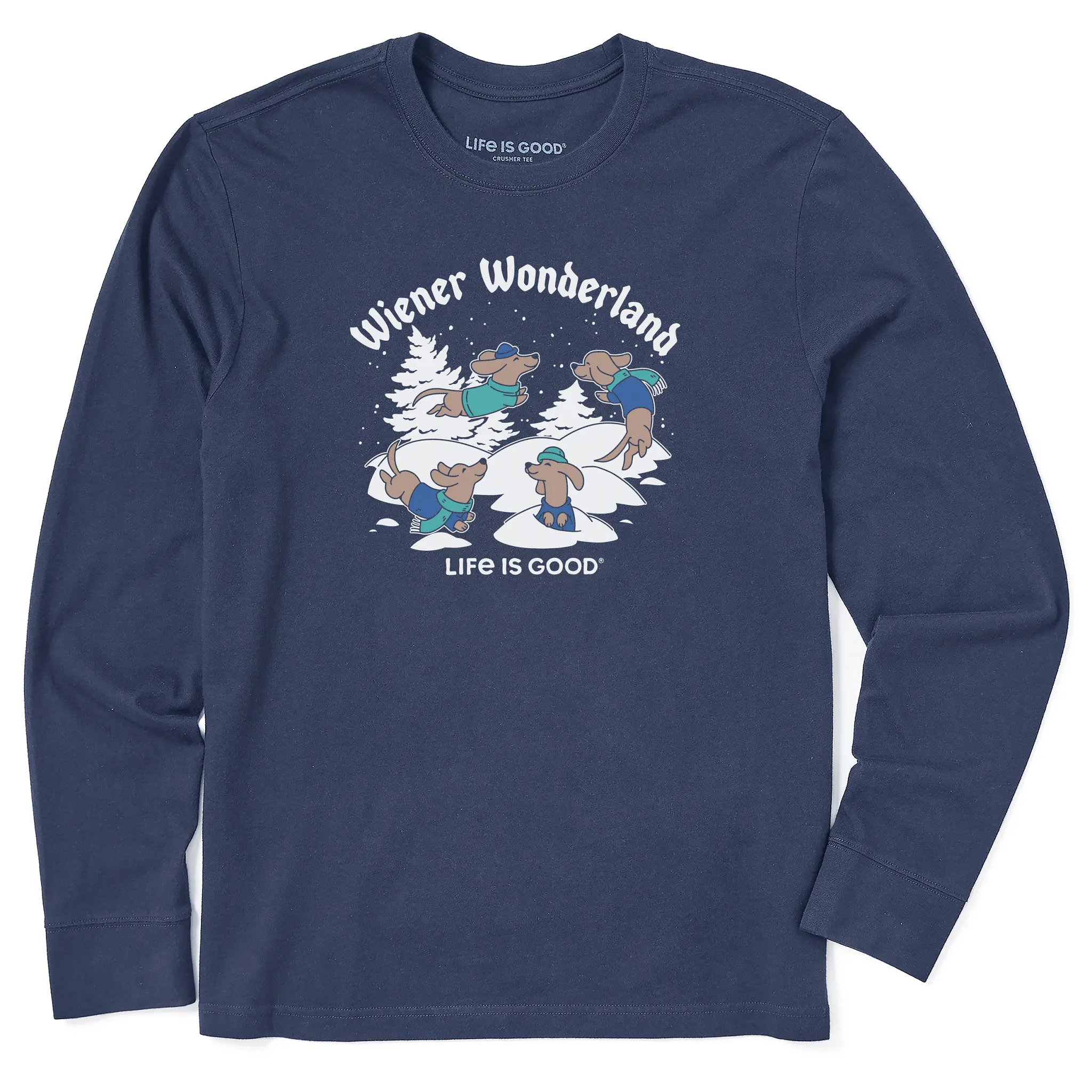 Men's Wiener Wonderland Long Sleeve Crusher Tee Essential Look Breathable Performance Wear