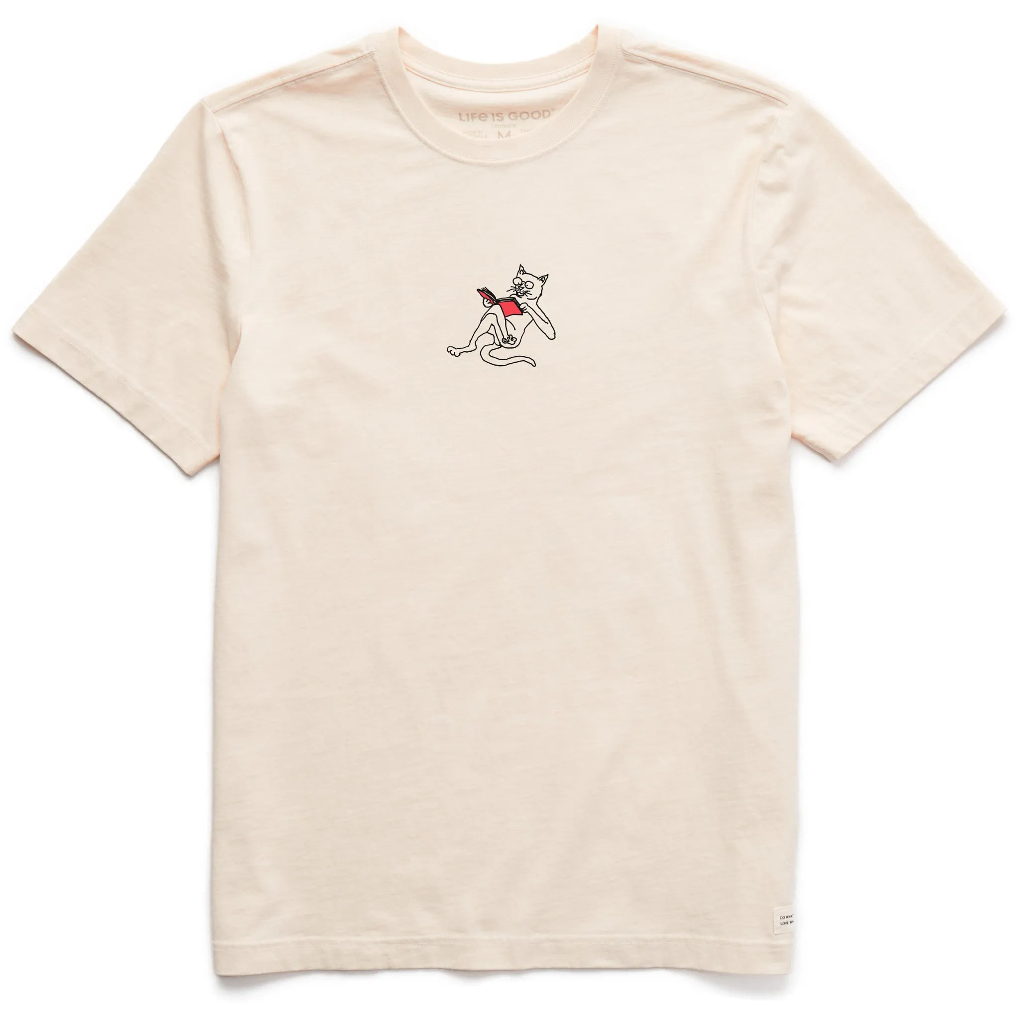 Men's Reading Cat Short Sleeve Crusher Tee dry cleanable Flexible Weave