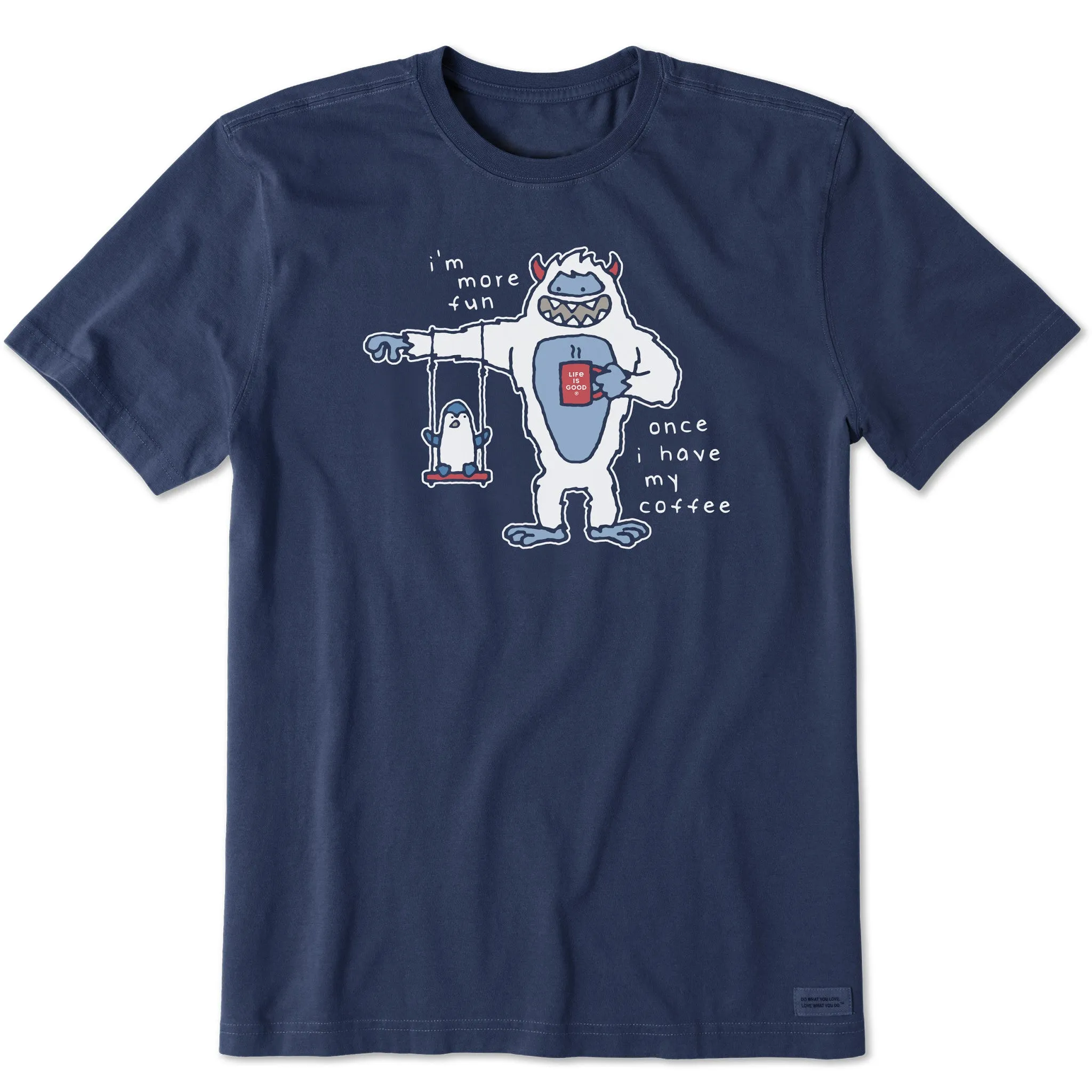 Trendy Comfort Wear Men's Yeti Fun After Coffee Short Sleeve Crusher Tee