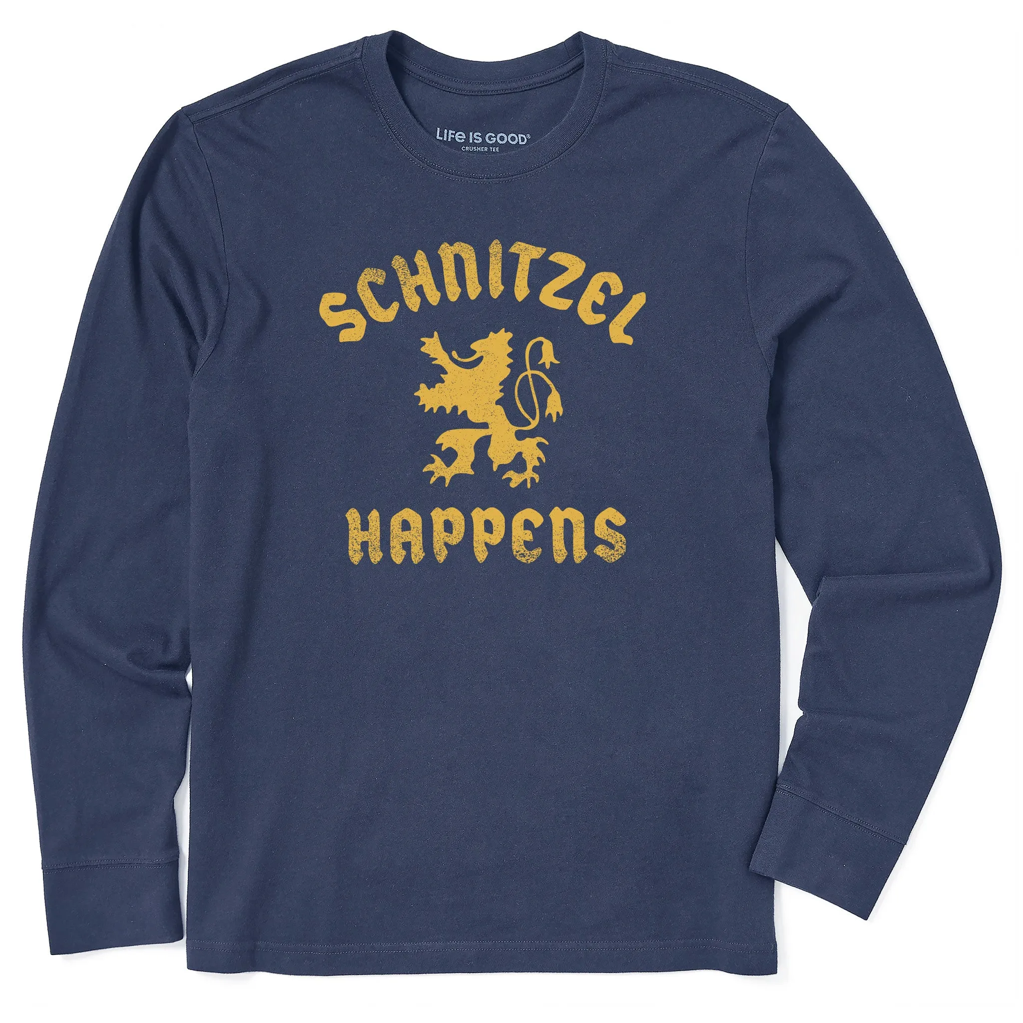 Perfect Design Men's Schnitzel Happens Long Sleeve Crusher Tee