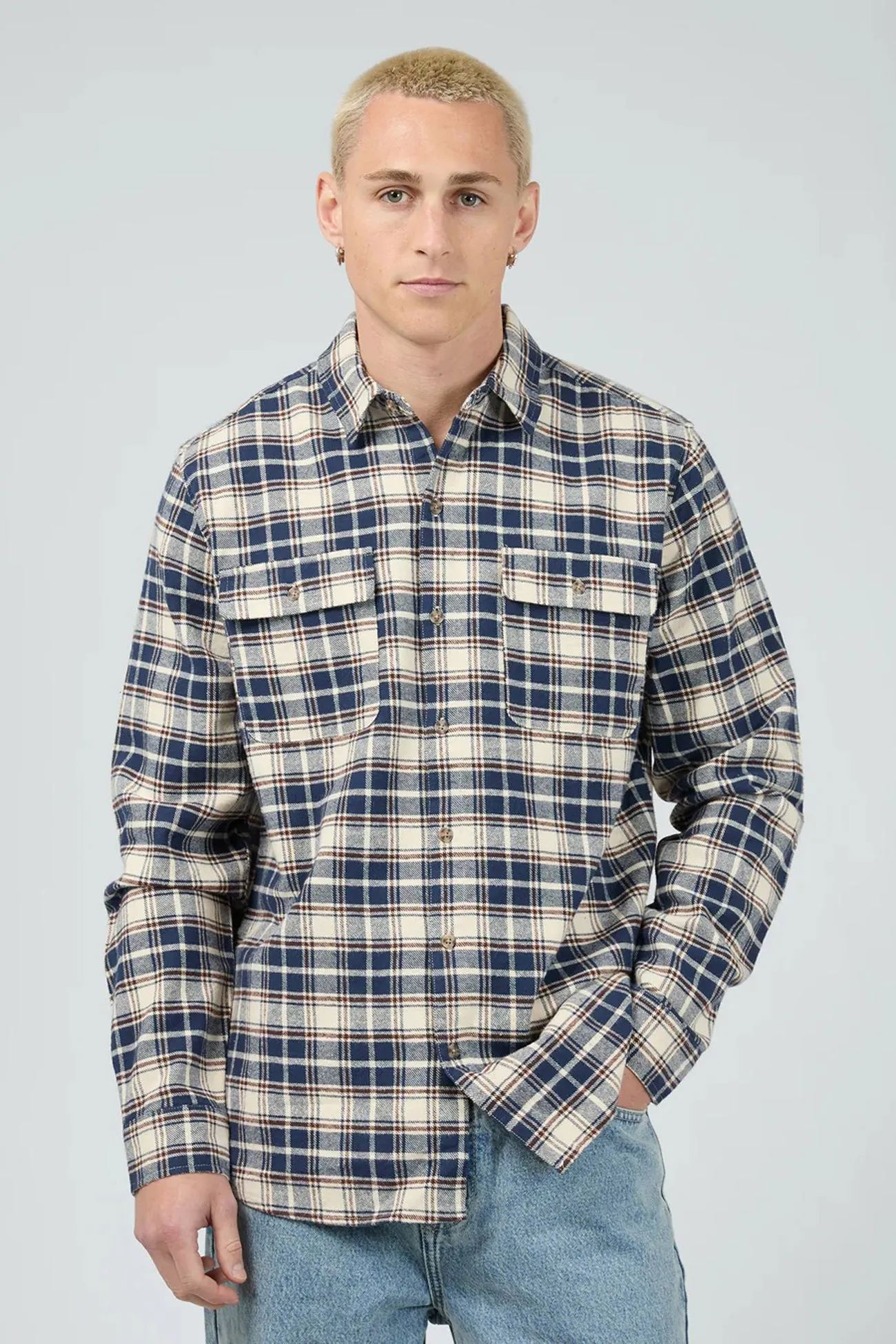 Urban Trend Look Stylish Day Wear Slacker Shirt Navy