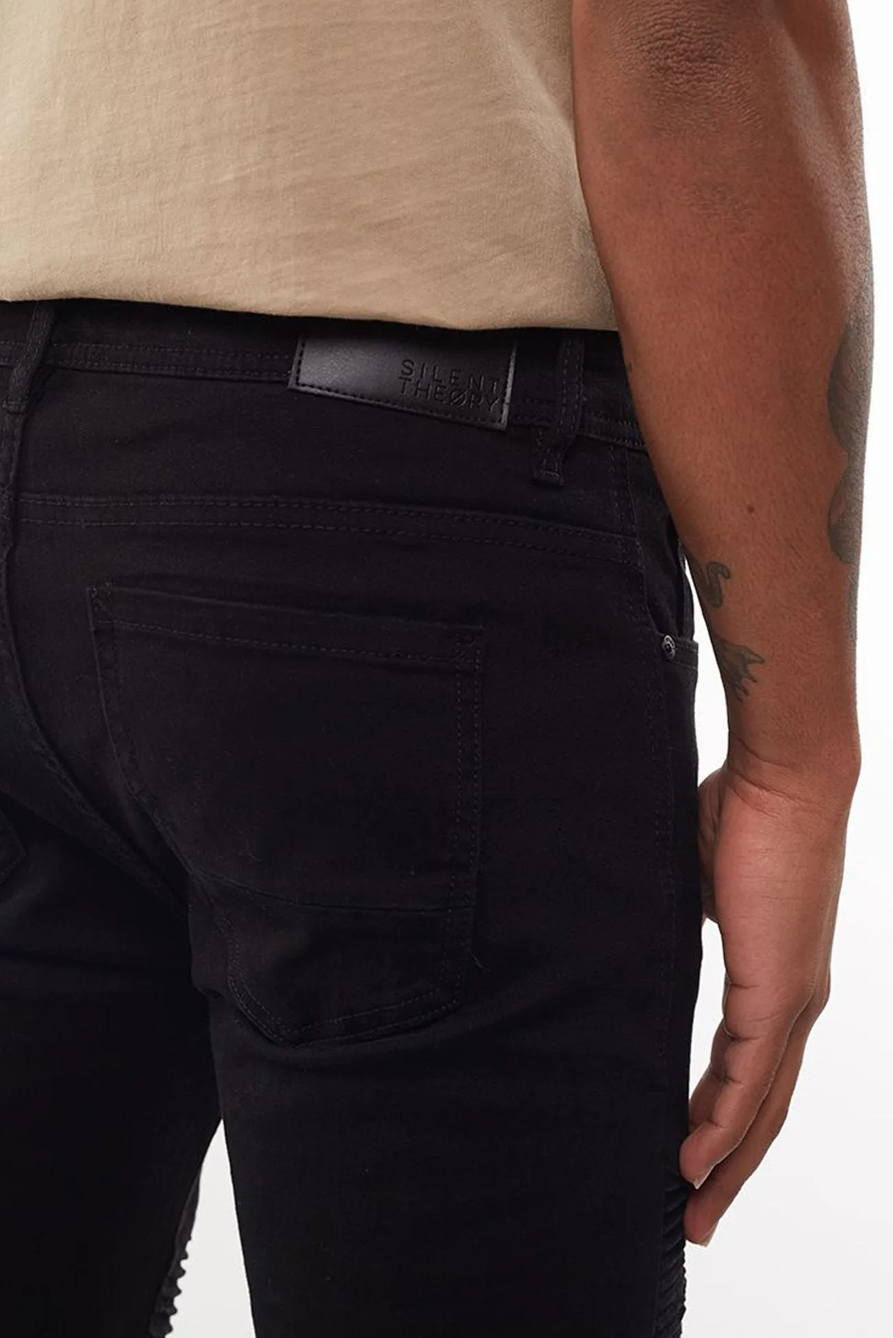 Strung Out Moto Jean Black Neutral Fabric Contemporary Look