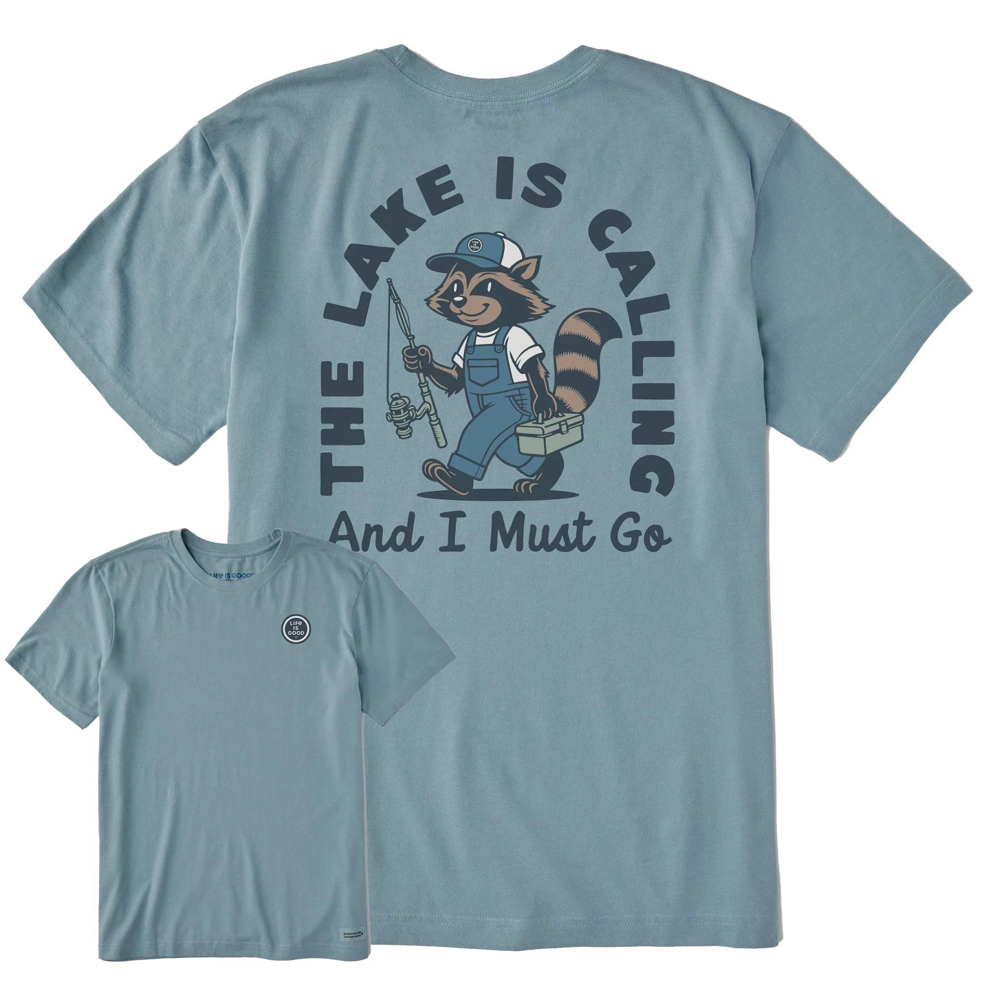 Men's The Lake is Calling Short Sleeve Crusher Tee Wrinkle Resistant Material Wrinkle Resistant Finish